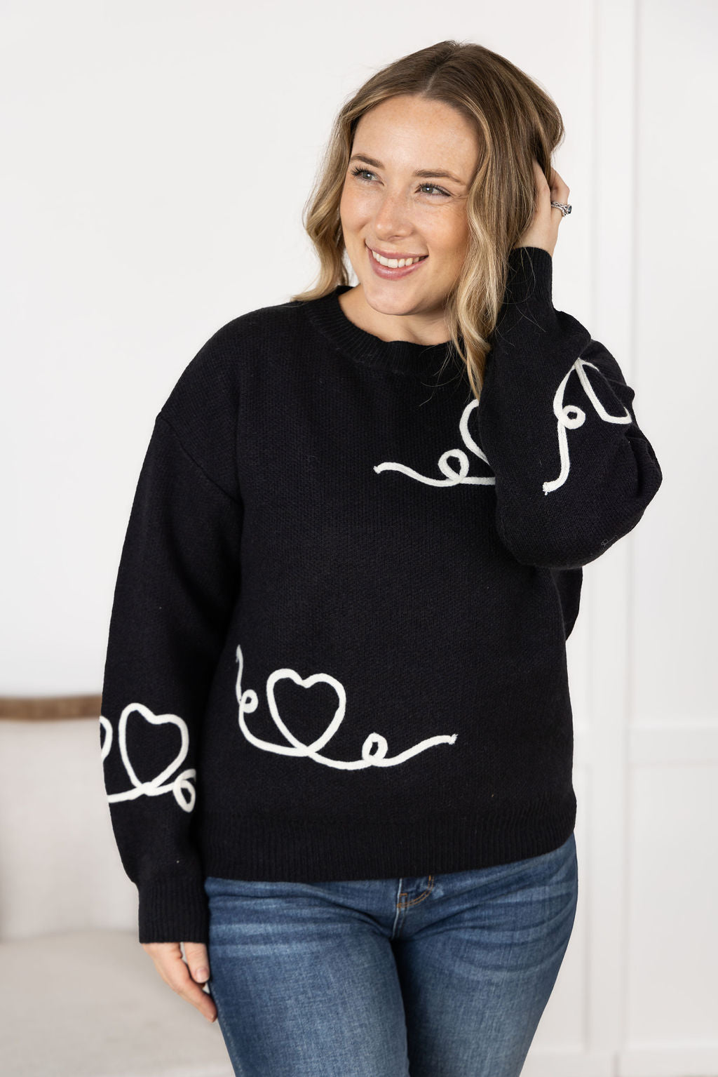 Michelle Mae Black Hearts Sweater