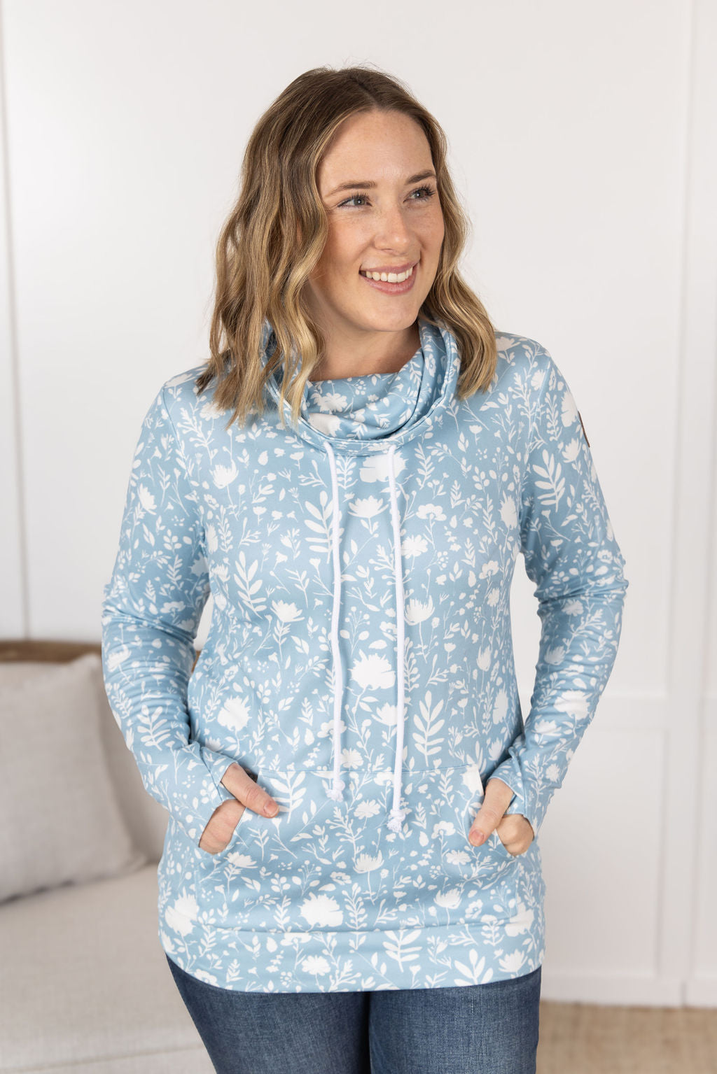 Michelle Mae Soft Funnel Neck - Dreamy Meadows Blue