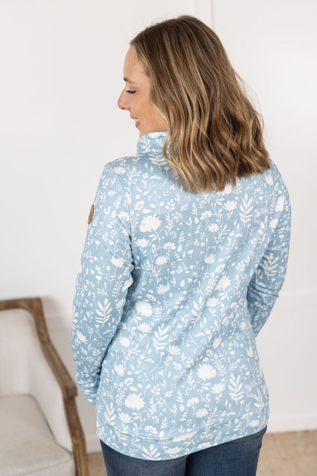 Michelle Mae Soft Funnel Neck - Dreamy Meadows Blue