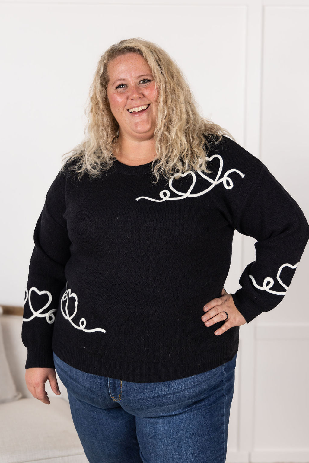 Michelle Mae Black Hearts Sweater