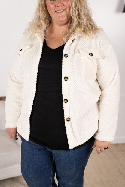 Michelle Mae Fleece Shacket - Cream