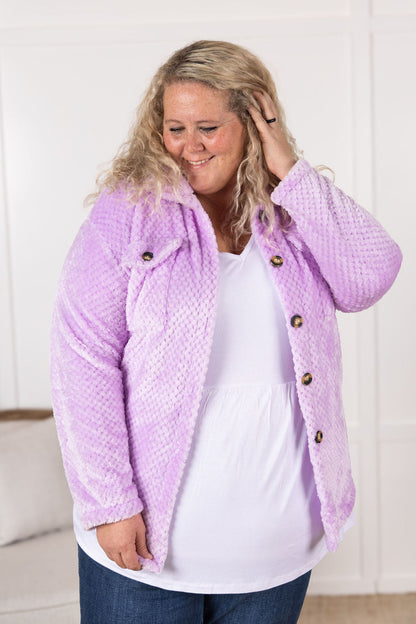 Michelle Mae Fleece Shacket - Lavender