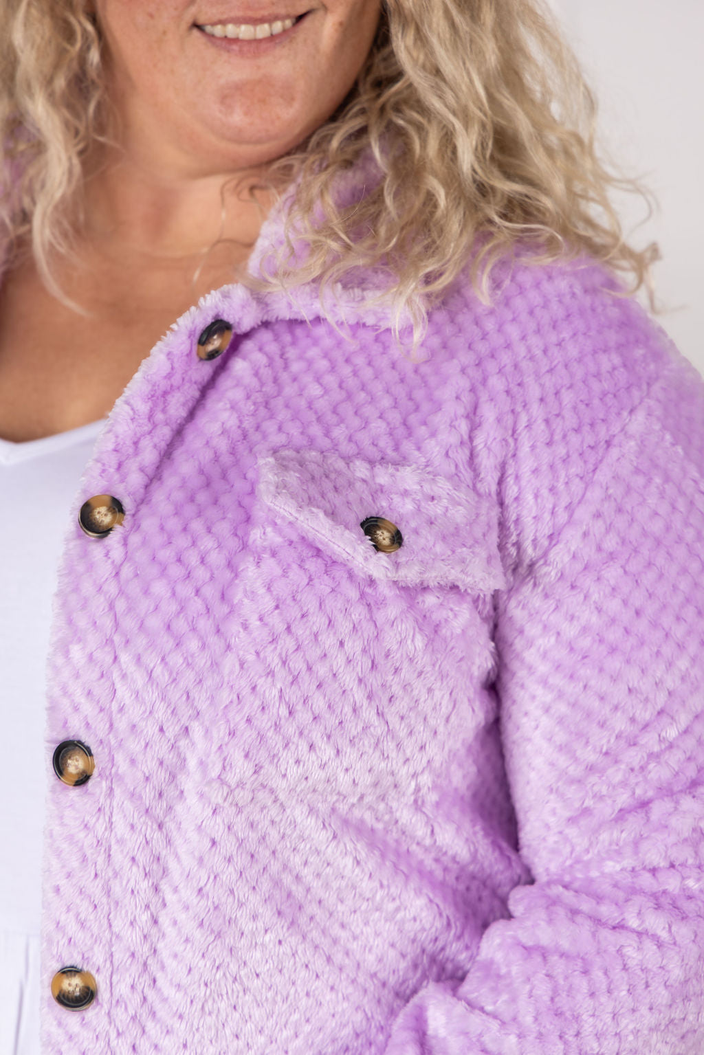 Michelle Mae Fleece Shacket - Lavender