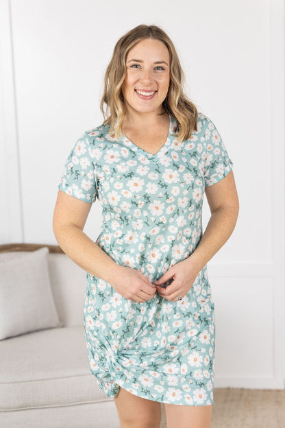 Michelle Mae Knot Dress - Green Floral