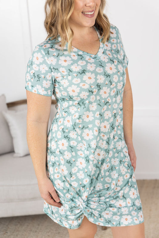 Michelle Mae Knot Dress - Green Floral