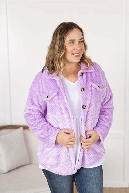 Michelle Mae Fleece Shacket - Lavender