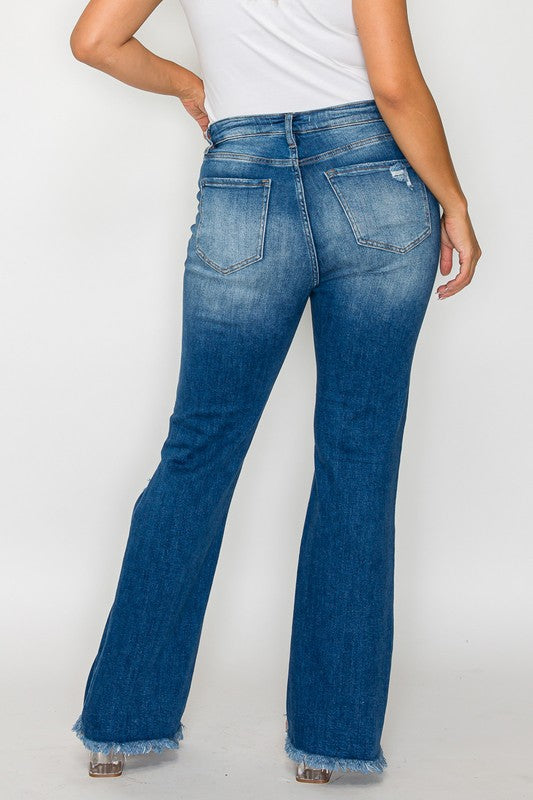 Untamed Flair Raw Hem Bootcut Jeans