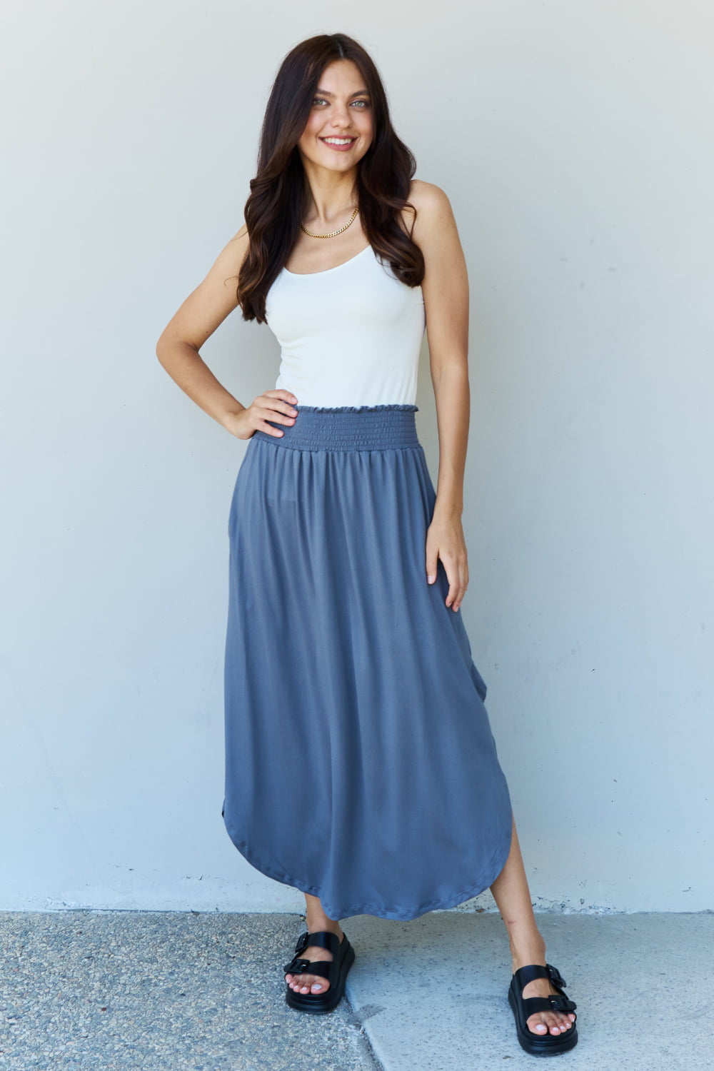 Comfort Princess High Waist Maxi Skirt in Charcoal