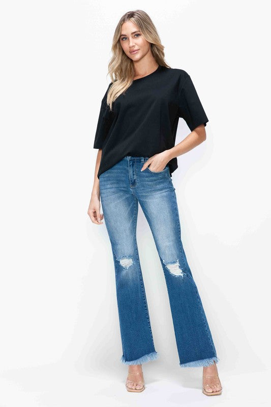 Untamed Flair Raw Hem Bootcut Jeans