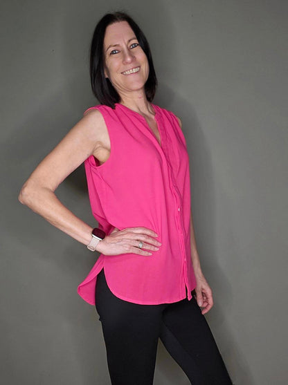 Love Me Now Sleeveless Blouse in Hot Pink