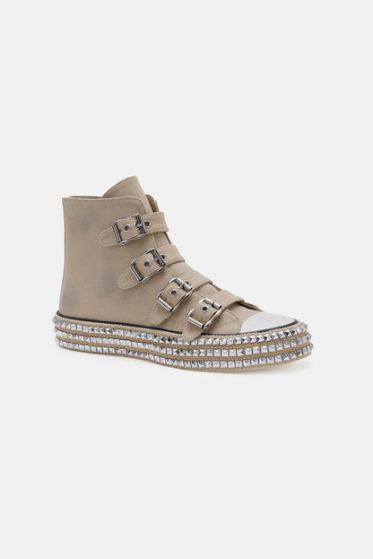 Studded Straps Platform Sneakers by Beast- Khaki