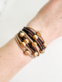 Michelle Mae Hair Tie Bracelet Sets - Neutral Gold Accents