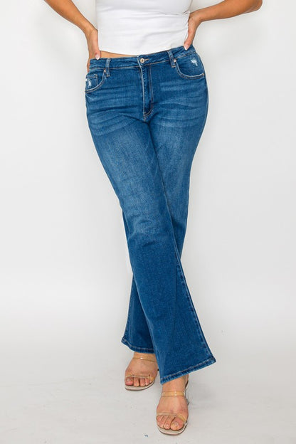 Whisker Chic High Rise Straight Jeans