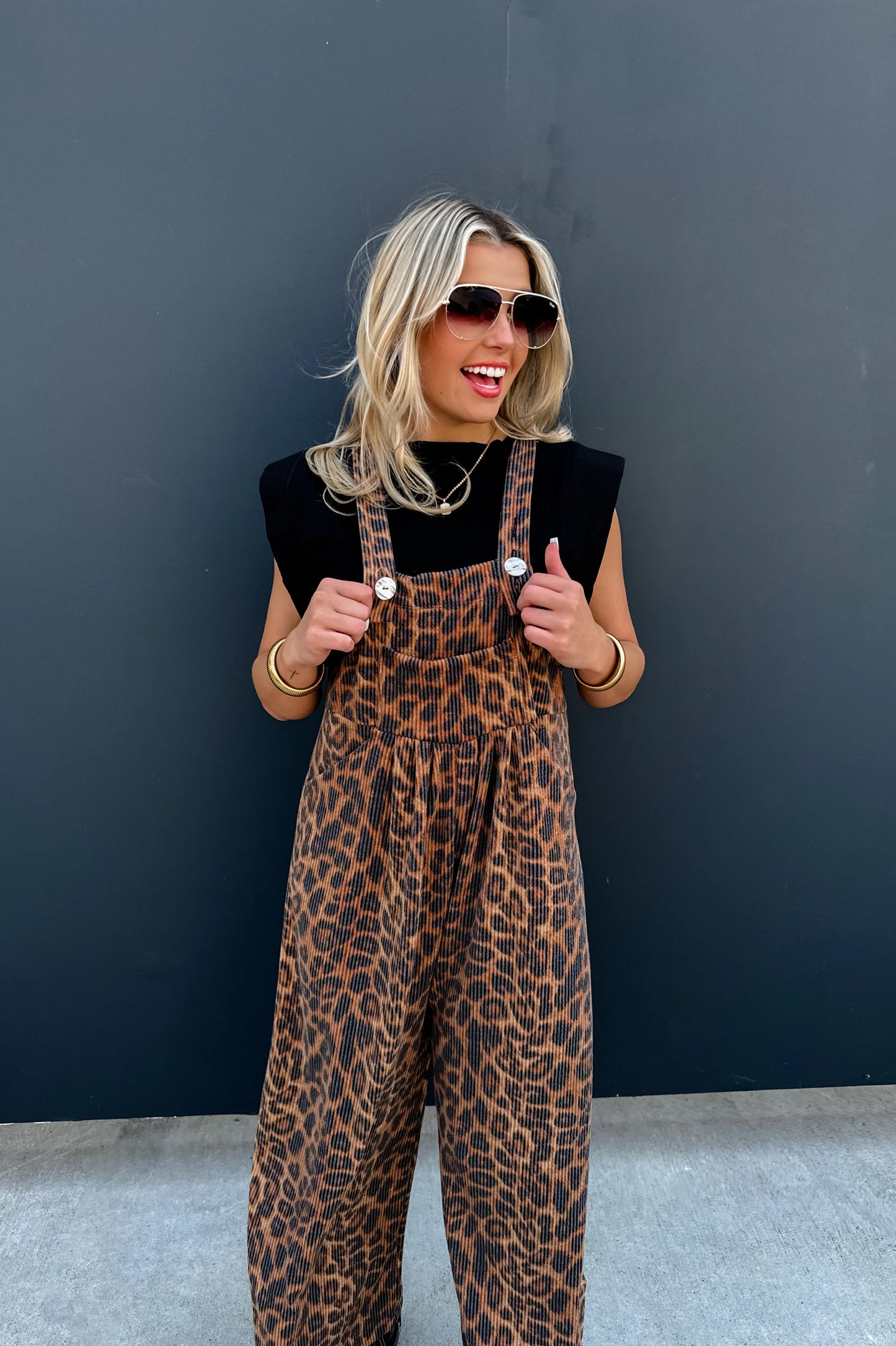 PREORDER- CHEETAH & SOLID KARLI BOHO OVERALLS