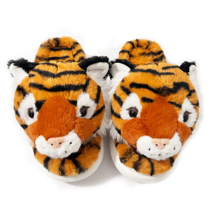 Tiger Roar - Women's Slide on Fuzzy Slippers