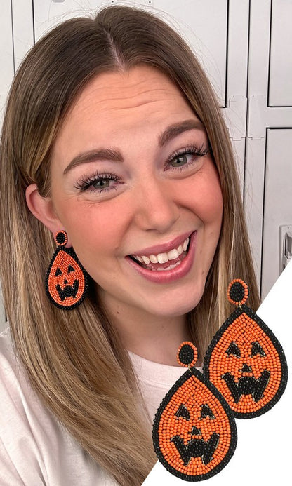 Jack O Lantern Teardrop Earrings