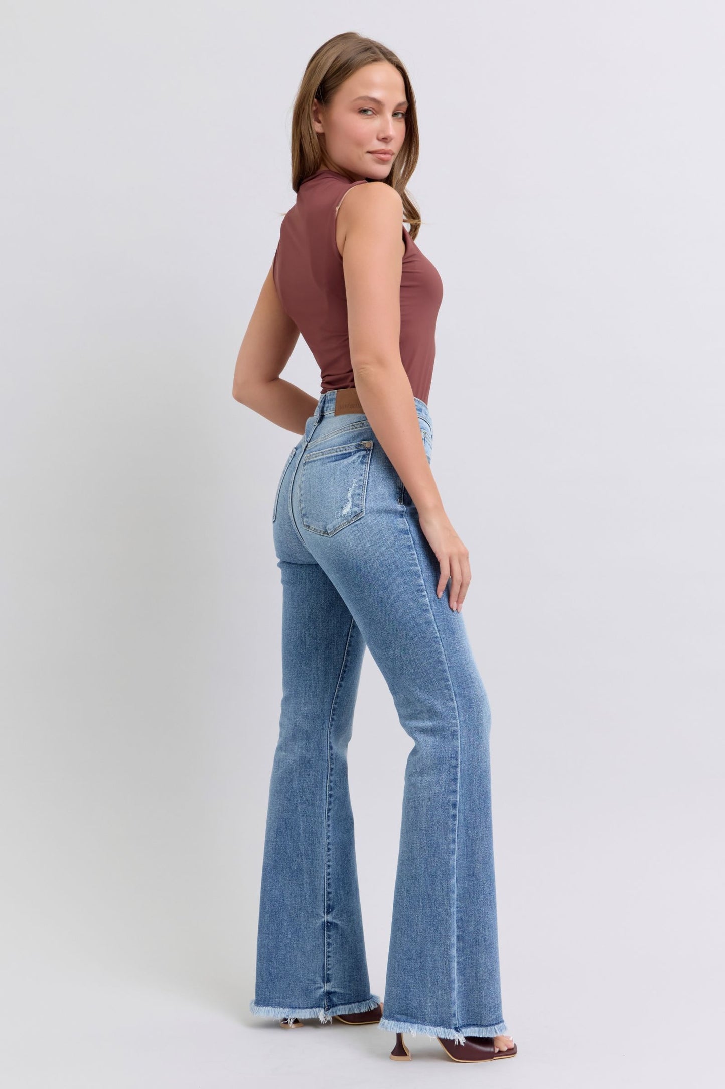 Flare & Fringe Raw Hem Bootcut Jeans