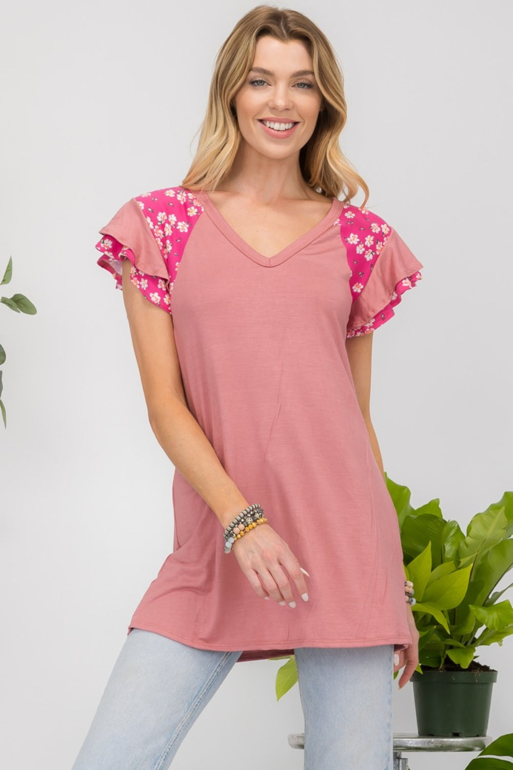 Yesteryears Dainty Floral Short Sleeve Top