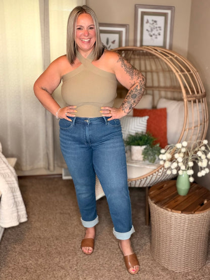 Shane Mid Rise Billie Boyfriend Jean in Dark Cozy Indigo