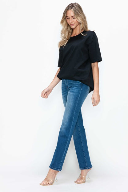 Whisker Chic High Rise Straight Jeans