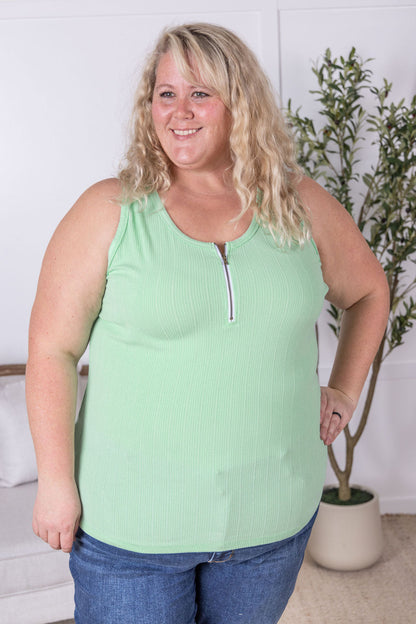 Michelle Mae Mila Zipper Tank - Lime