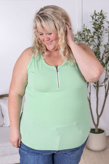 Michelle Mae Mila Zipper Tank - Lime