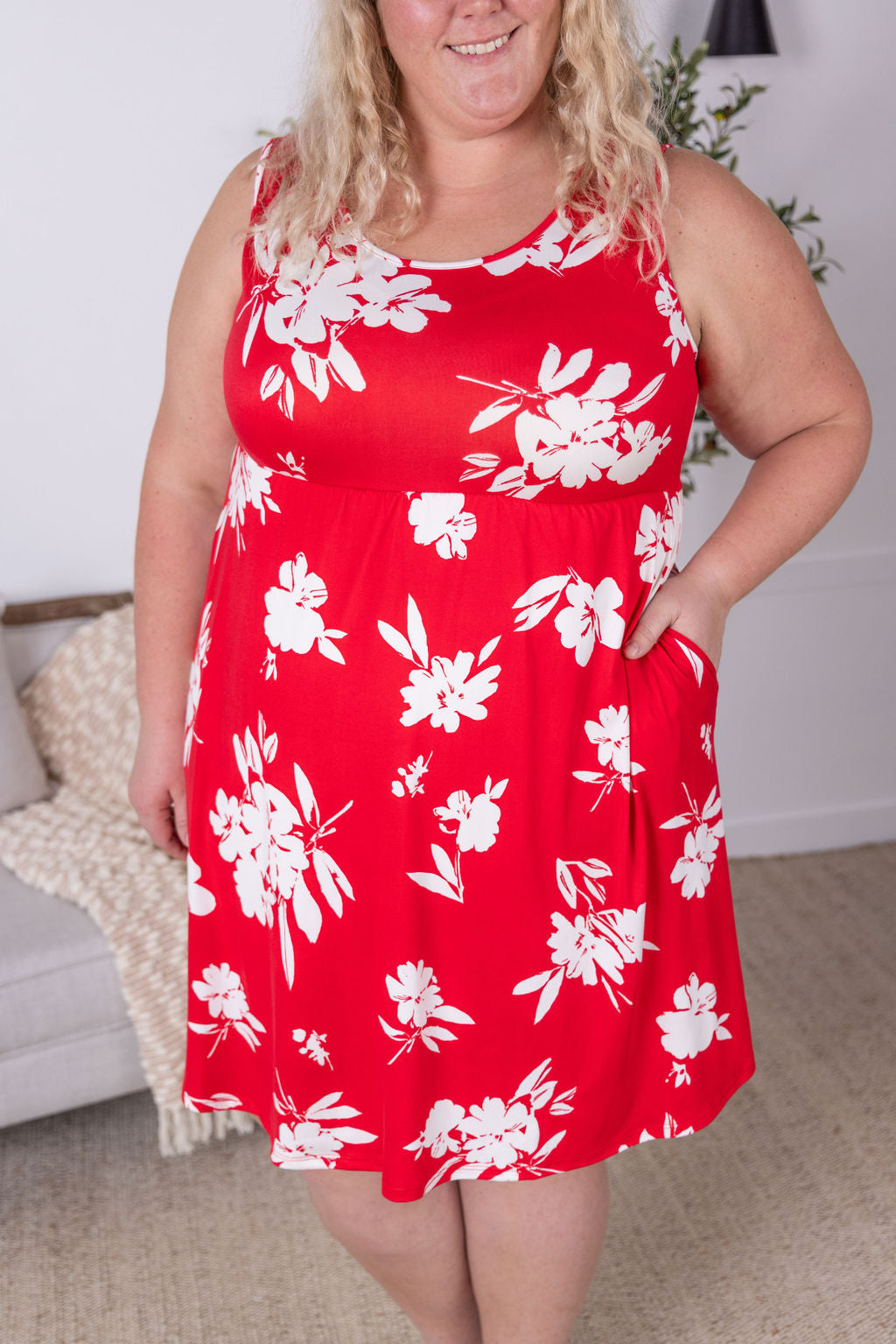 Michelle Mae Kelsey Tank Dress - Red Floral FINAL SALE