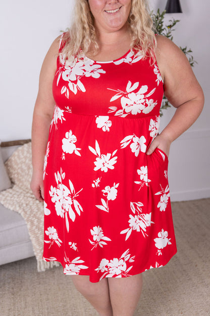 Michelle Mae Kelsey Tank Dress - Red Floral FINAL SALE