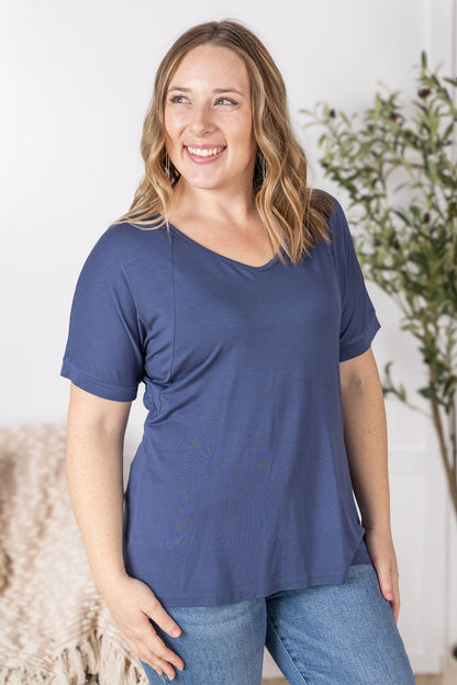 Michelle Mae Bamboo V Neck Tee - Blue