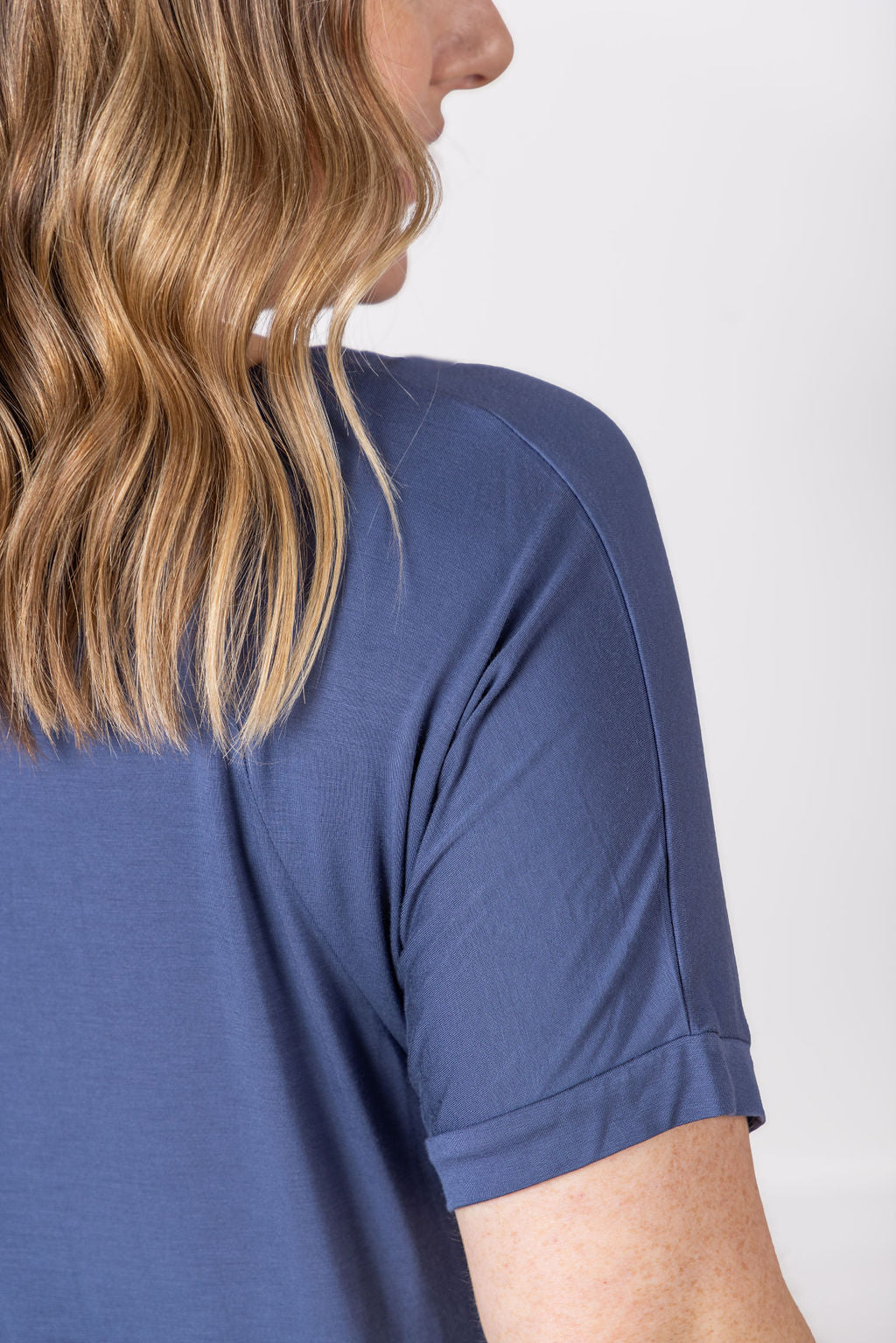 Michelle Mae Bamboo V Neck Tee - Blue