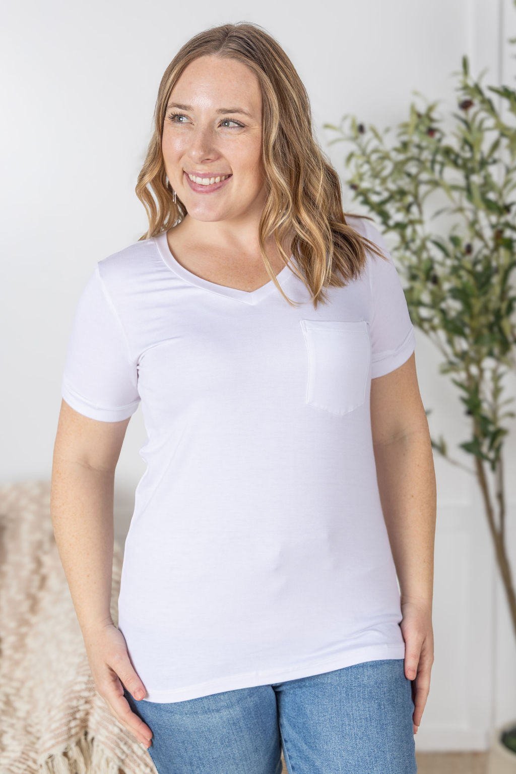 Michelle Mae Sophie Pocket Tee - White