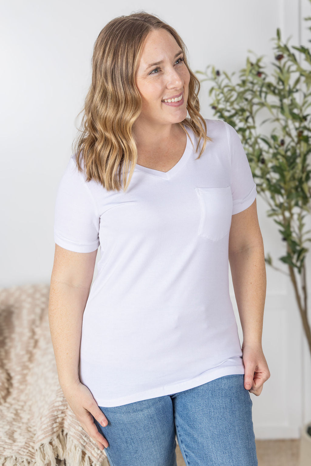 Michelle Mae Sophie Pocket Tee - White