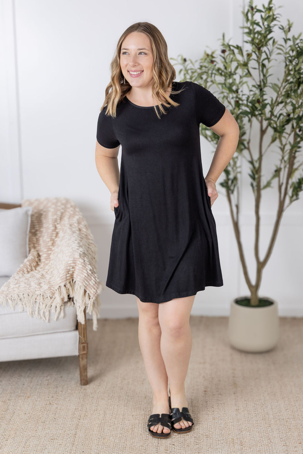 Michelle Mae Roxy Swing Tunic Dress - Black
