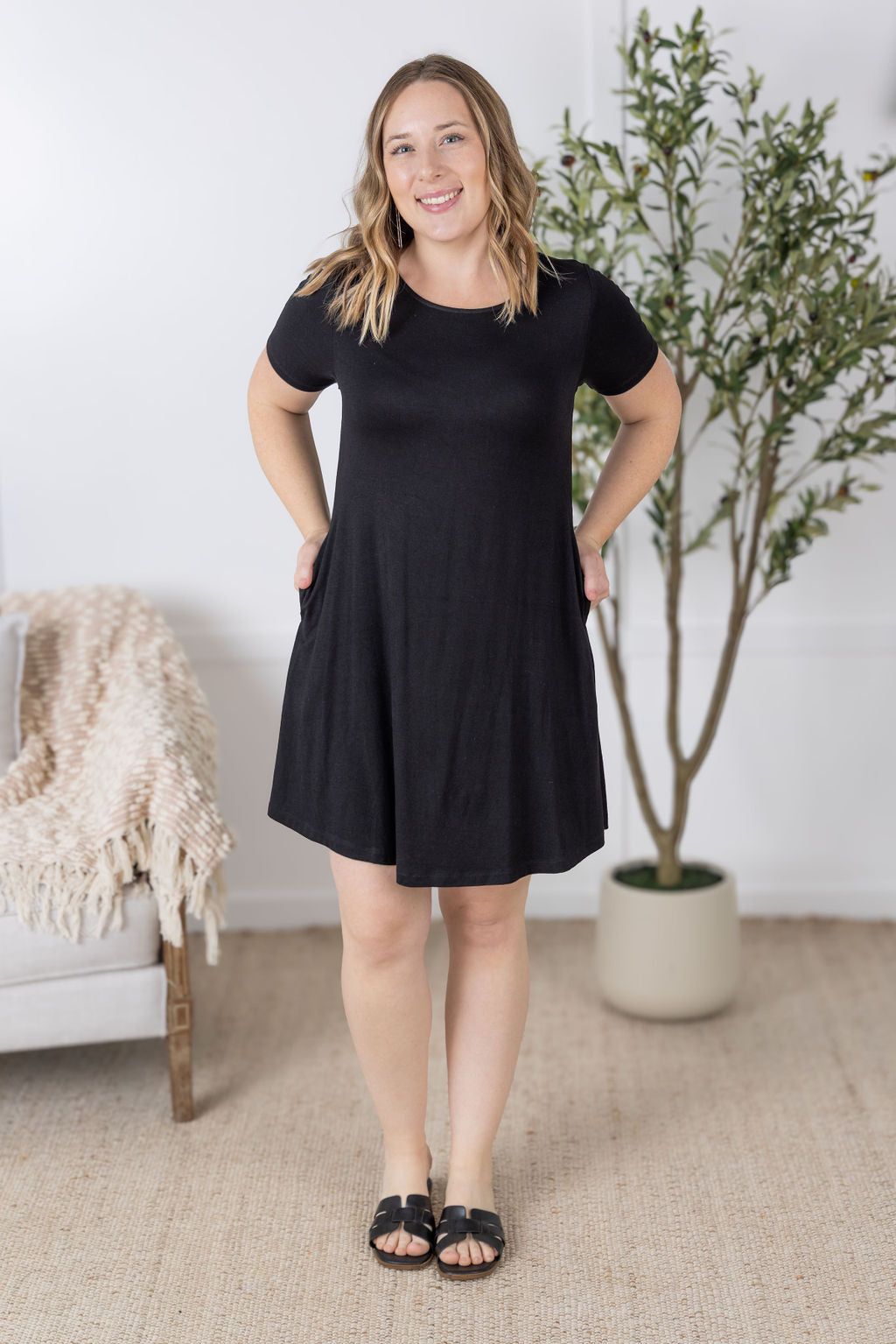 Michelle Mae Roxy Swing Tunic Dress - Black