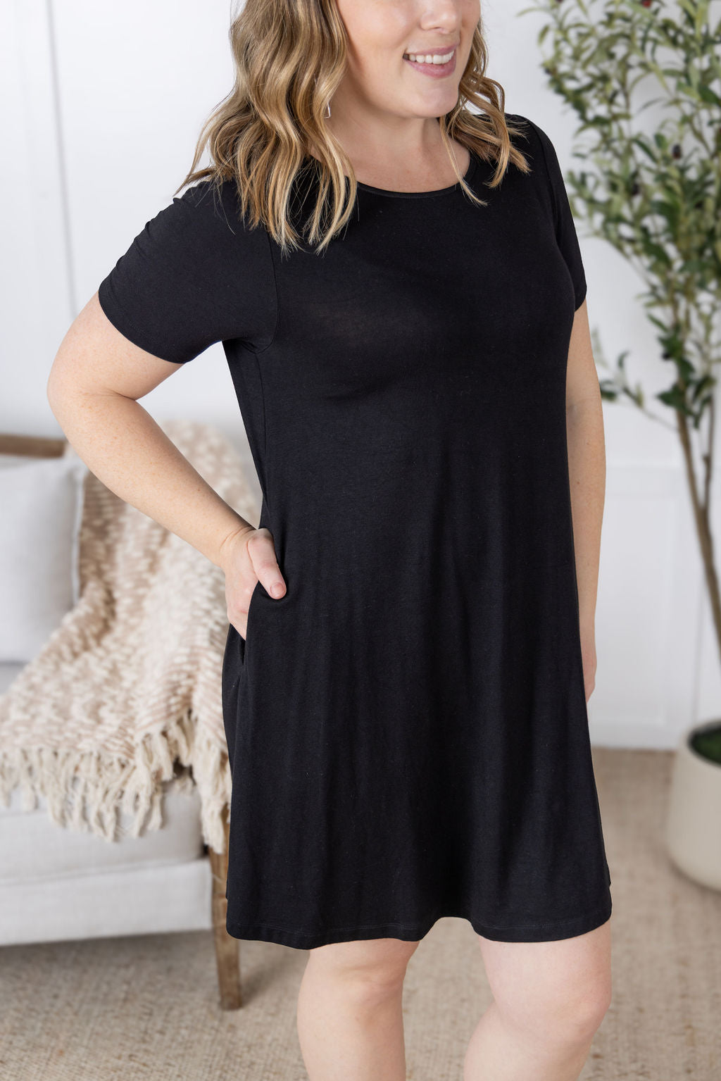 Michelle Mae Roxy Swing Tunic Dress - Black