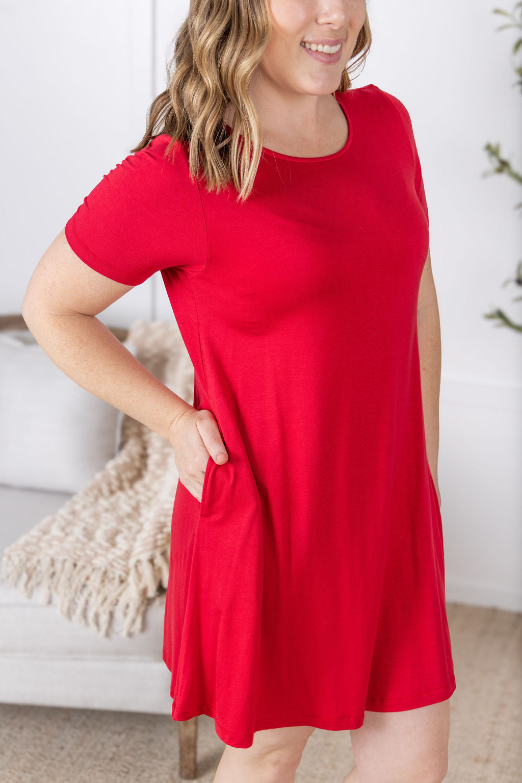 Michelle Mae Roxy Swing Tunic Dress - Red