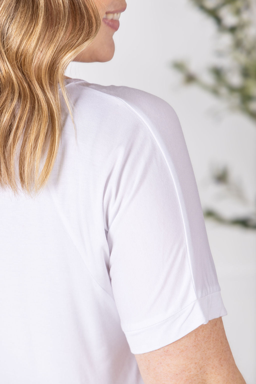 Michelle Mae Bamboo V Neck Tee - White