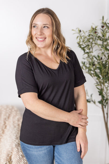Michelle Mae Bamboo V Neck Tee - Black