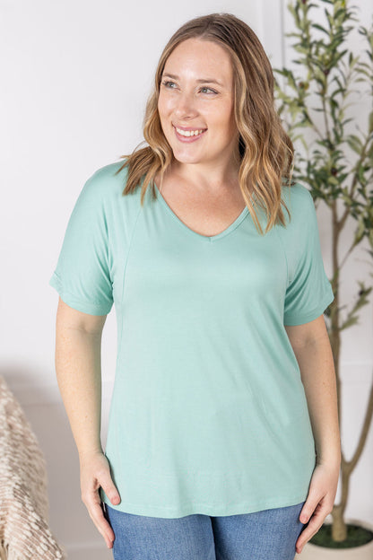 Michelle Mae Bamboo V Neck Tee - Mint