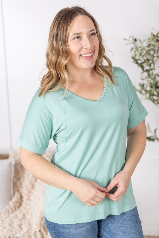 Michelle Mae Bamboo V Neck Tee - Mint