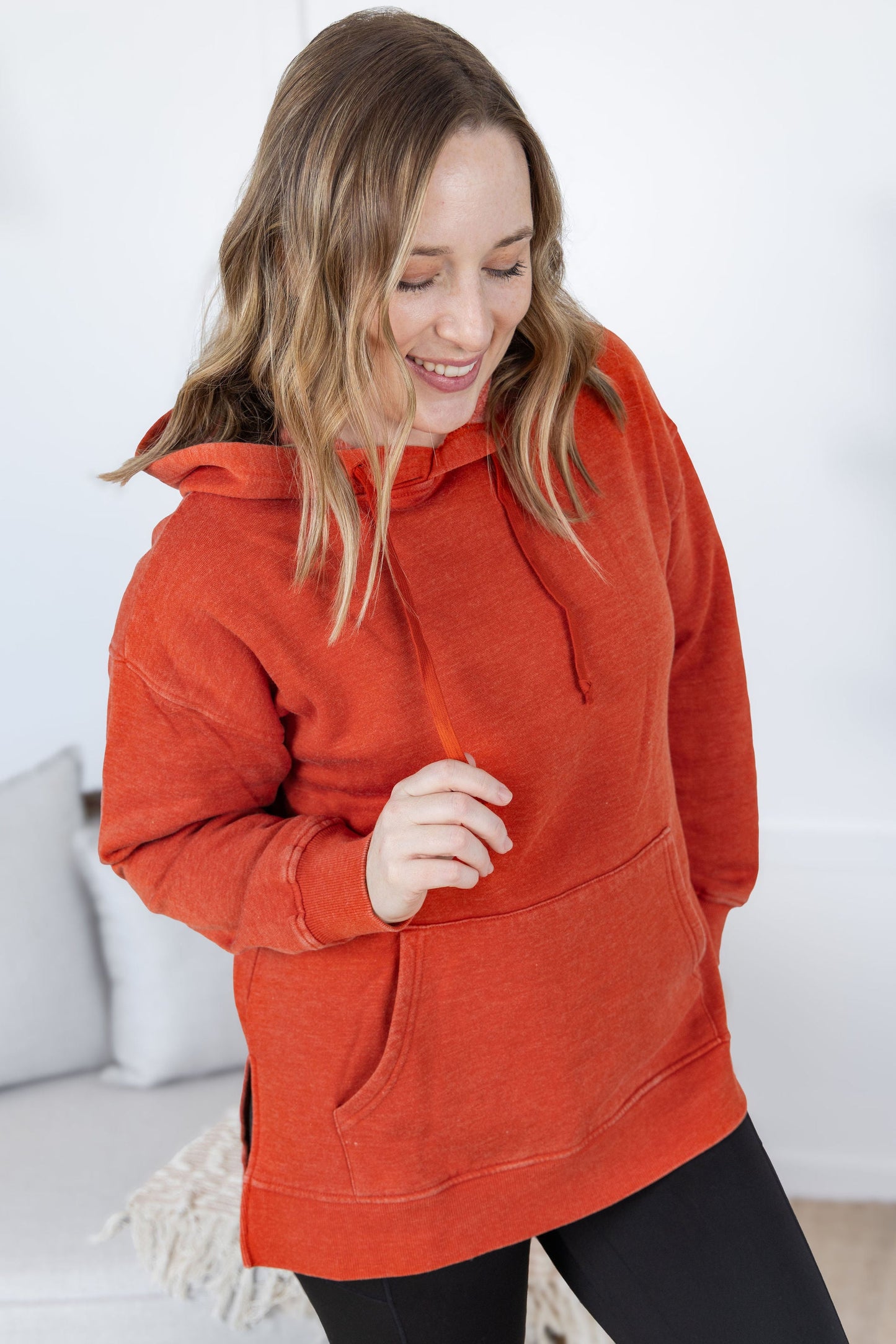 Michelle Mae Vintage Wash Hoodie - Rust
