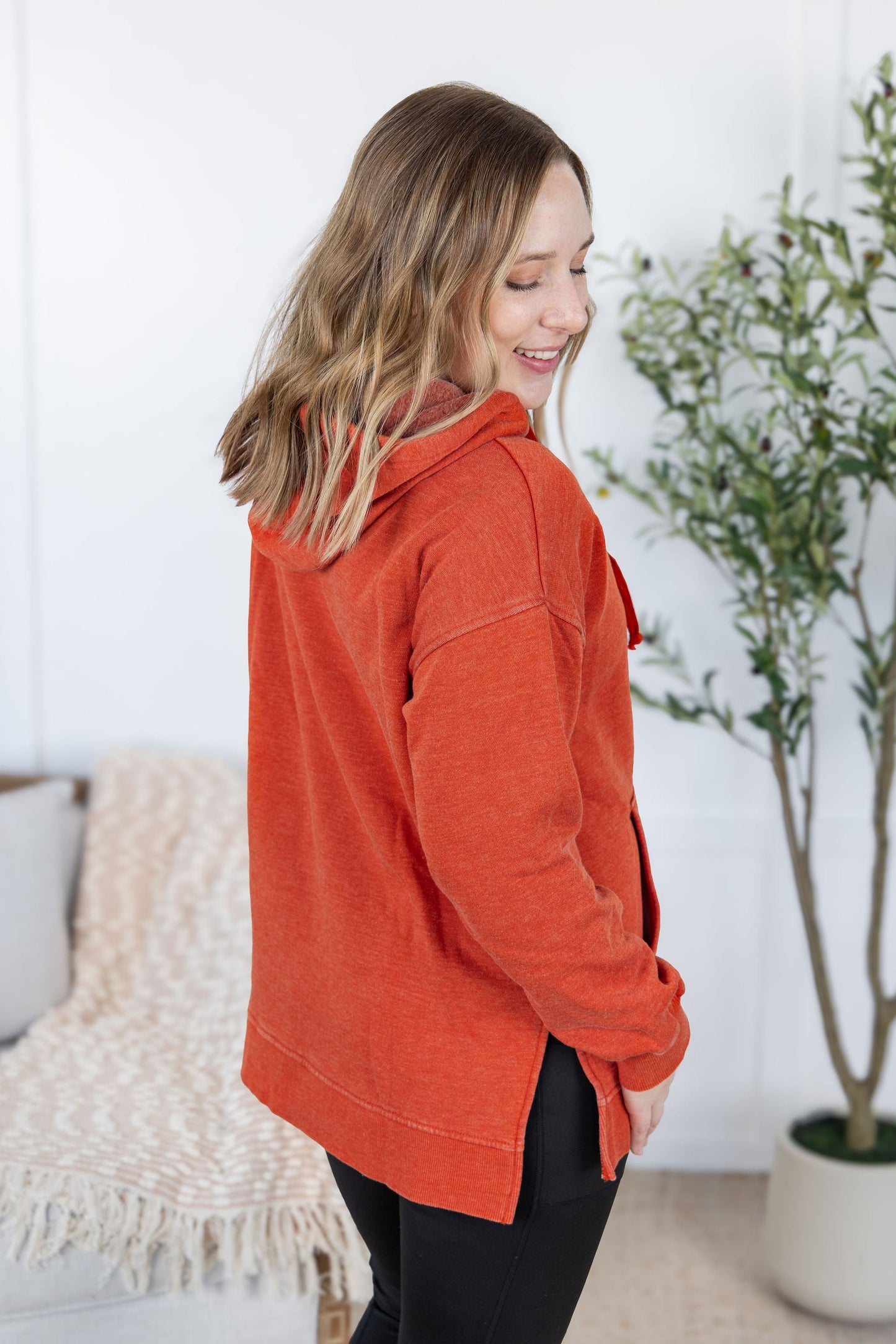 Michelle Mae Vintage Wash Hoodie - Rust