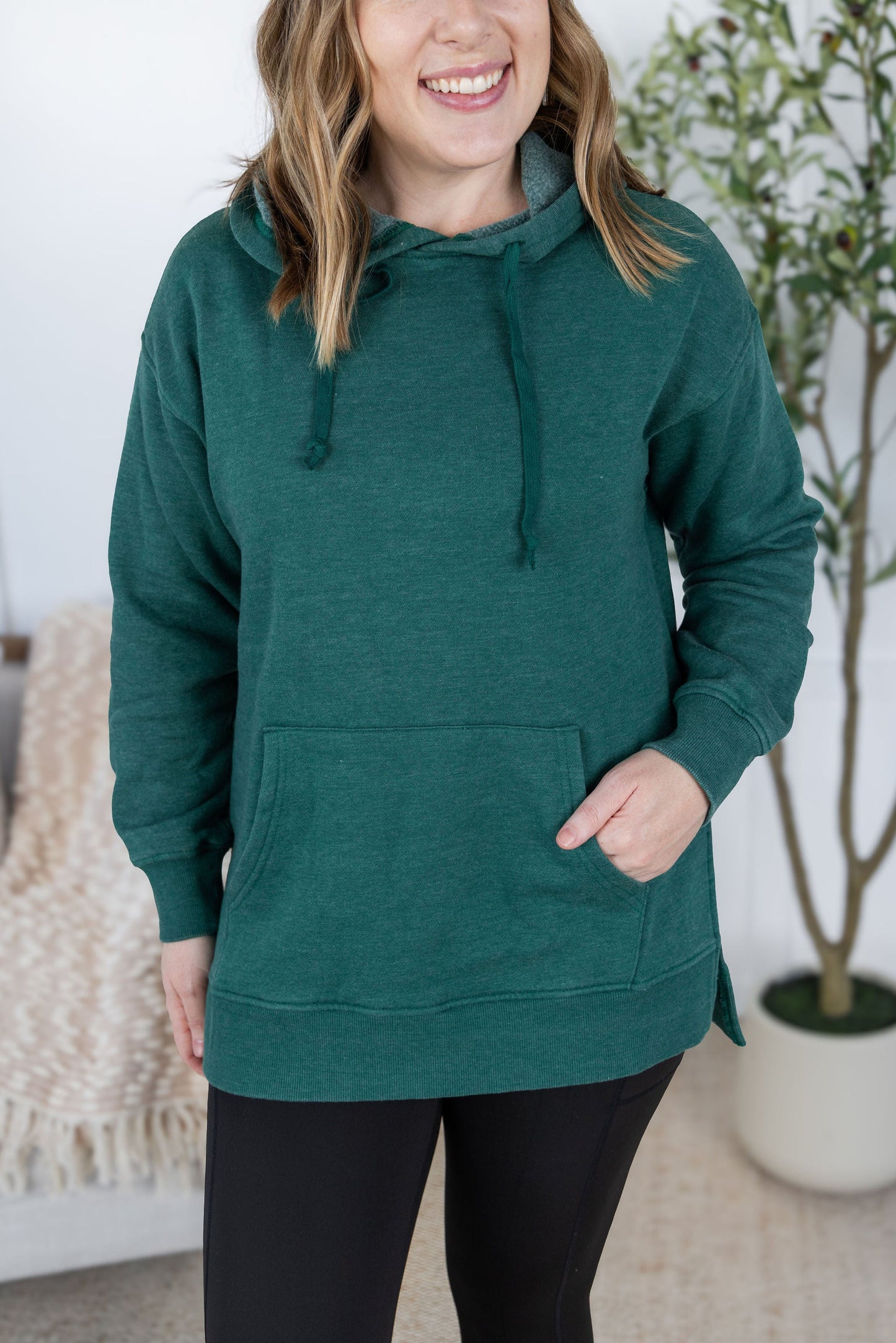 Michelle Mae Vintage Wash Hoodie - Hunter Green