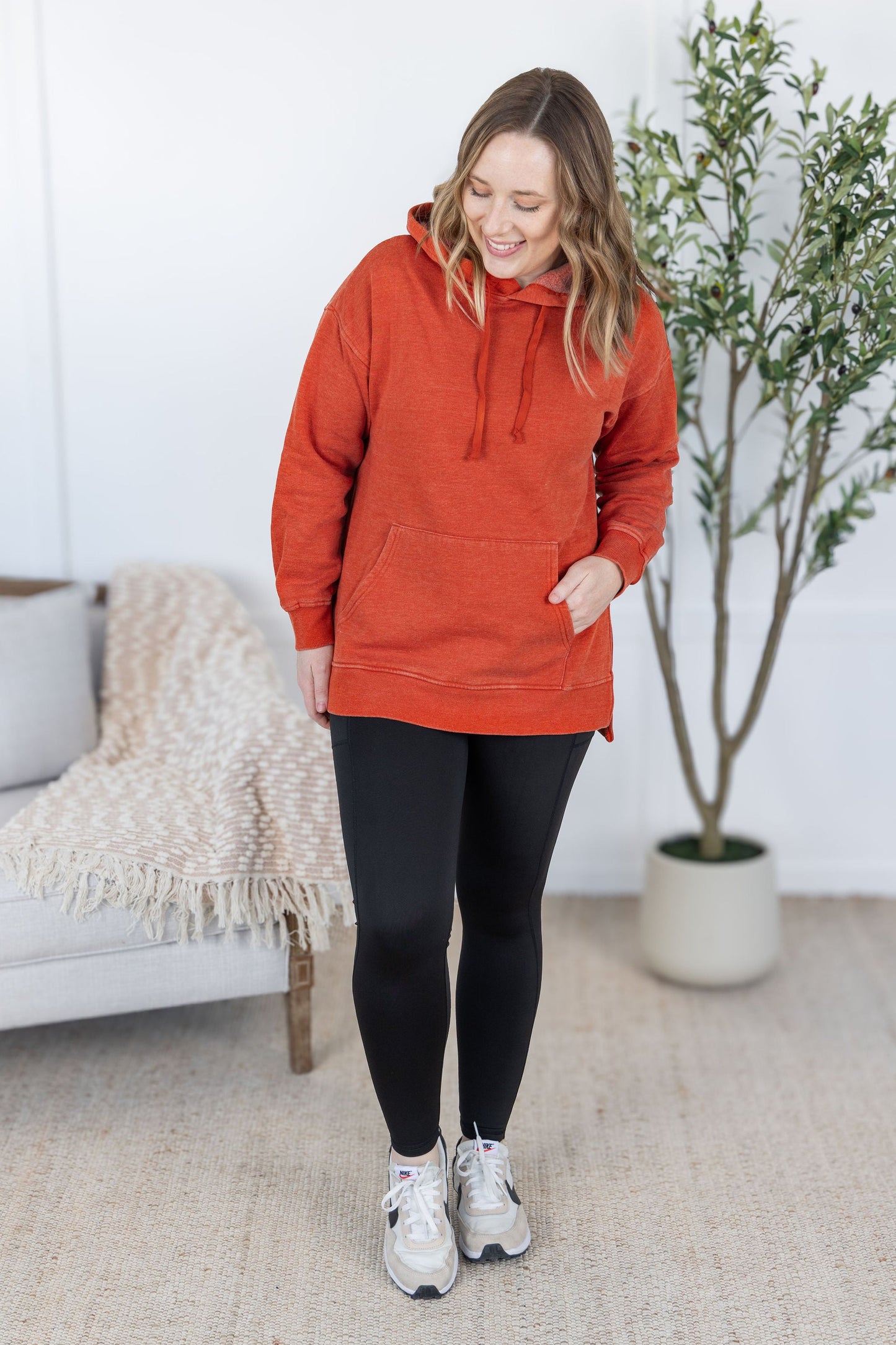 Michelle Mae Vintage Wash Hoodie - Rust