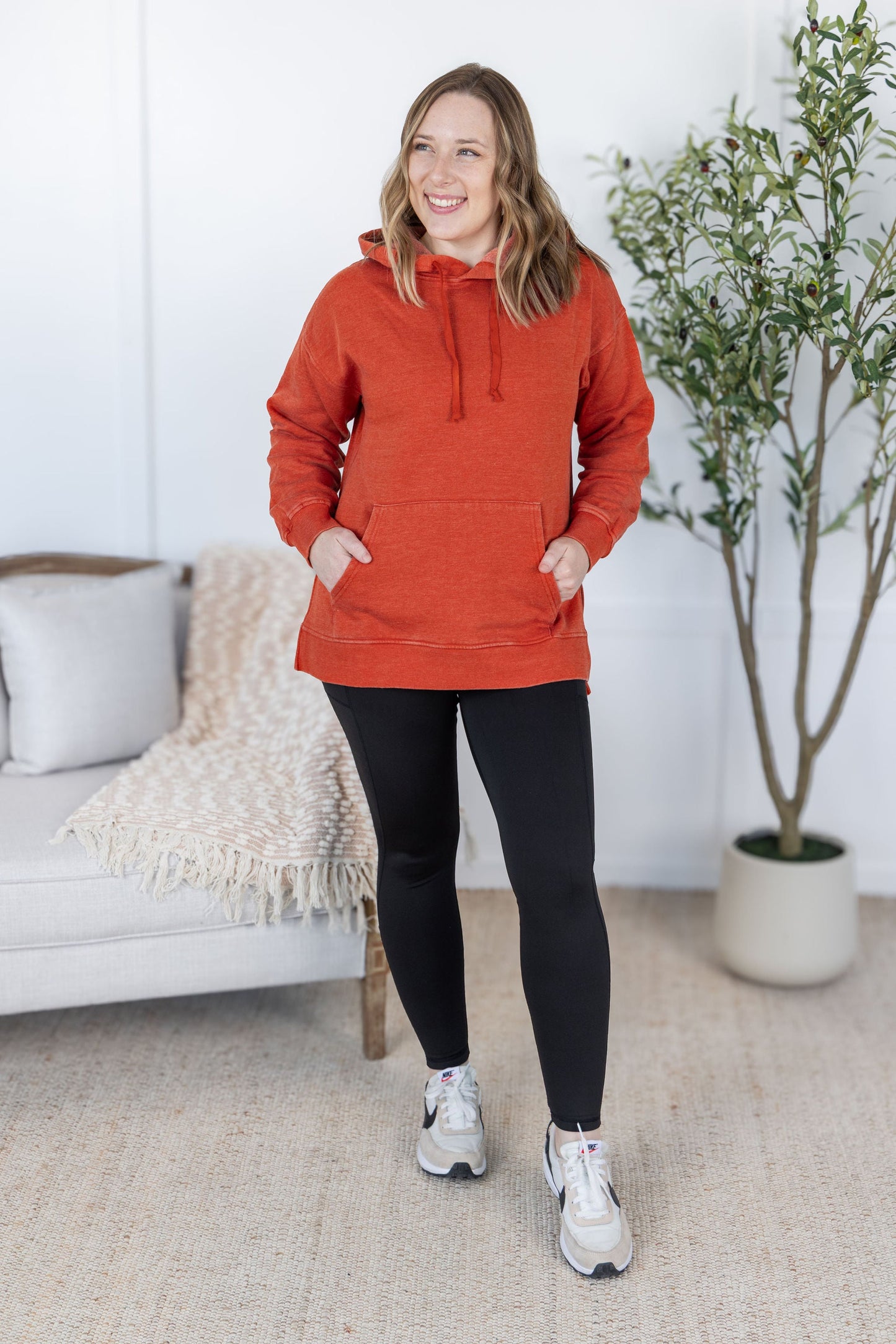 Michelle Mae Vintage Wash Hoodie - Rust