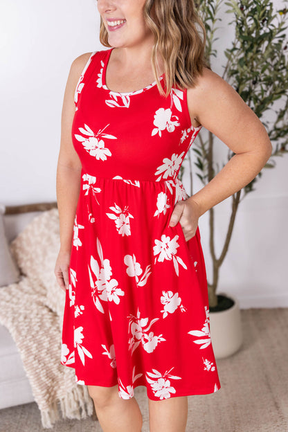 Michelle Mae Kelsey Tank Dress - Red Floral FINAL SALE