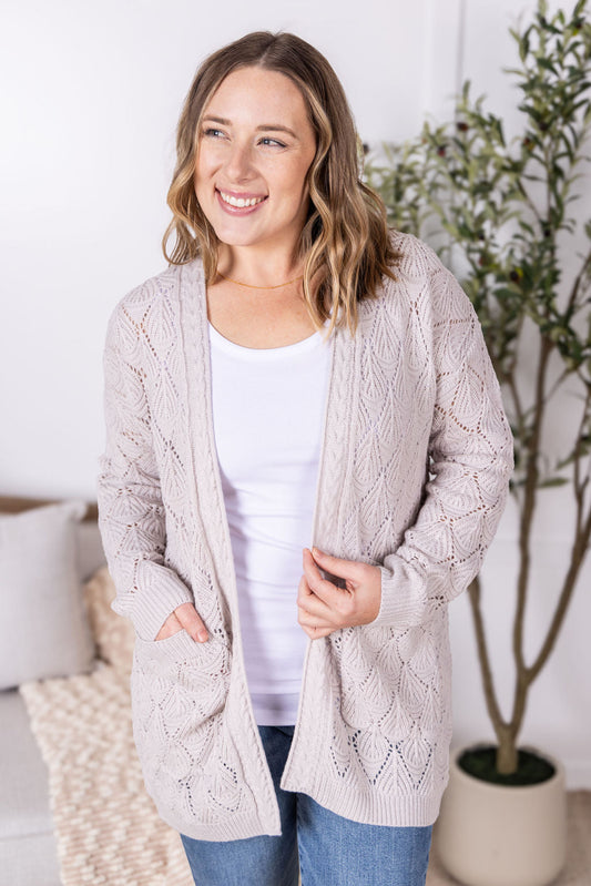 Michelle Mae Open Knit Cardigan - Neutral