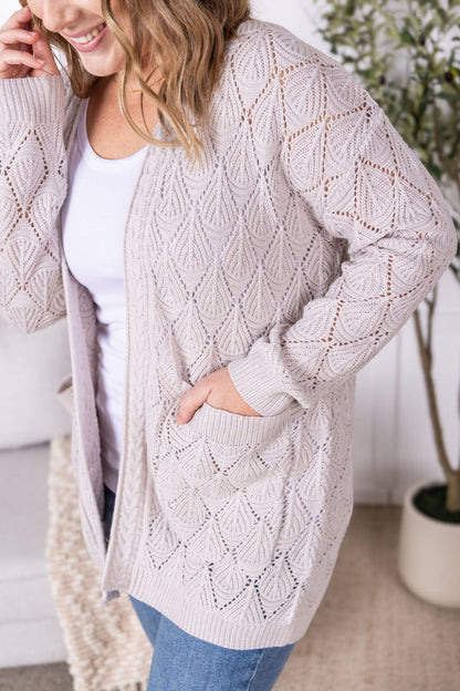 Michelle Mae Open Knit Cardigan - Neutral