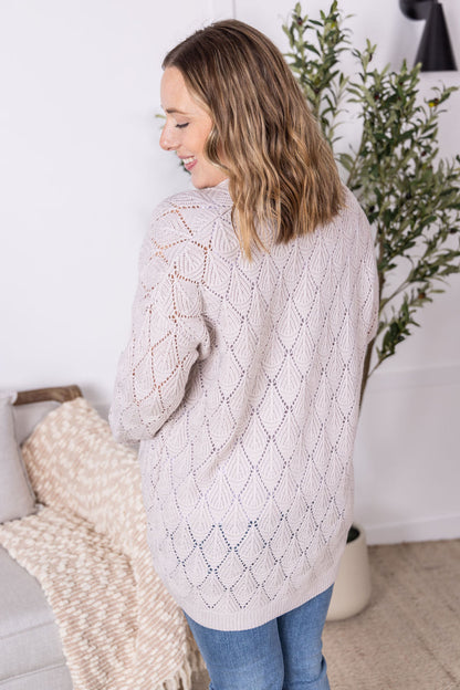 Michelle Mae Open Knit Cardigan - Neutral