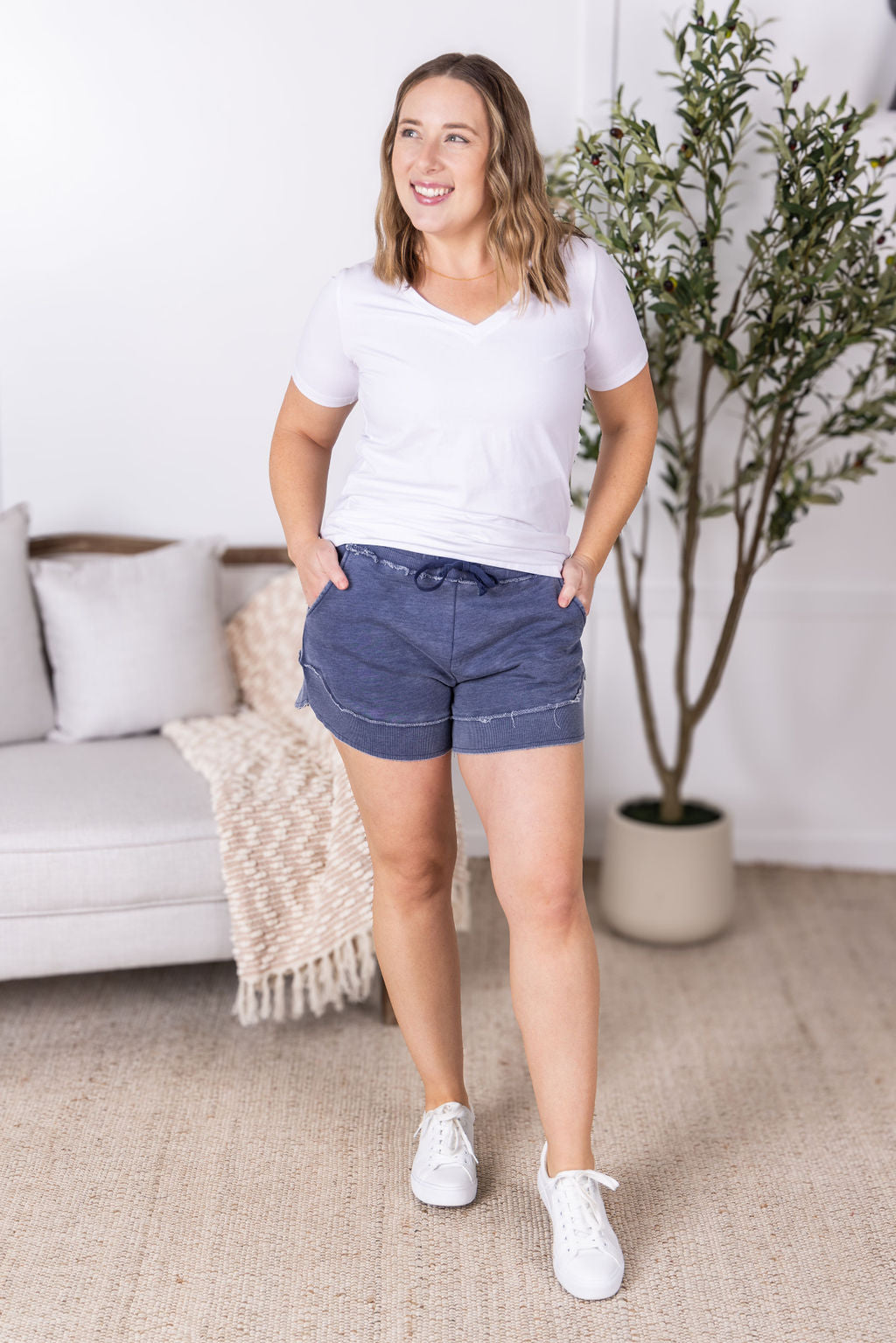 Michelle Mae French Terry Stevie Shorts - Nautical Navy